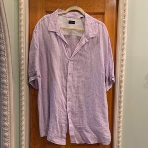 Casual Lavender Linen Button-Down Shirt by